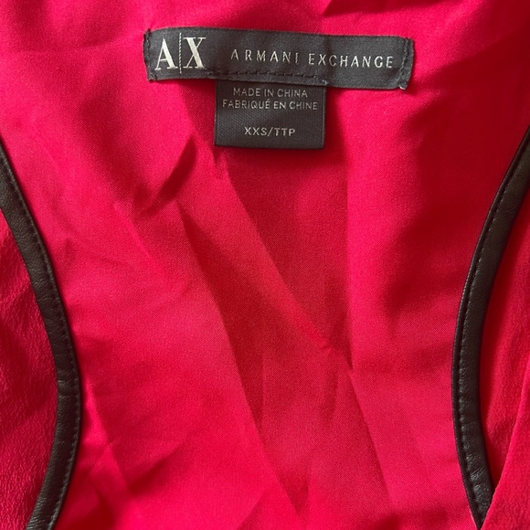 Armani Exchange 100% Silk Razorback Top Pink w/ Black Size XXS - Picture 5 of 6
